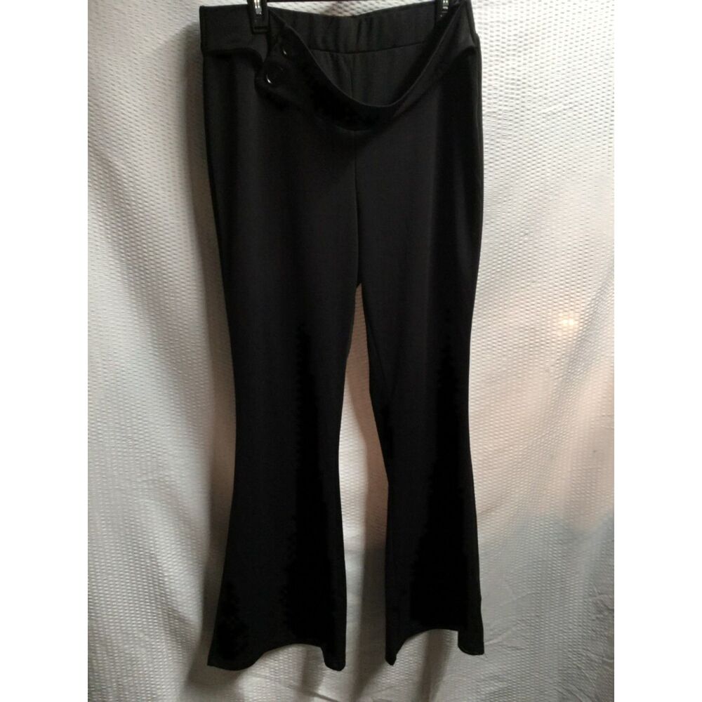 SHEIN Black Plus Size Pants w/ Sewn-On Belt & Double Button Front – 2XL